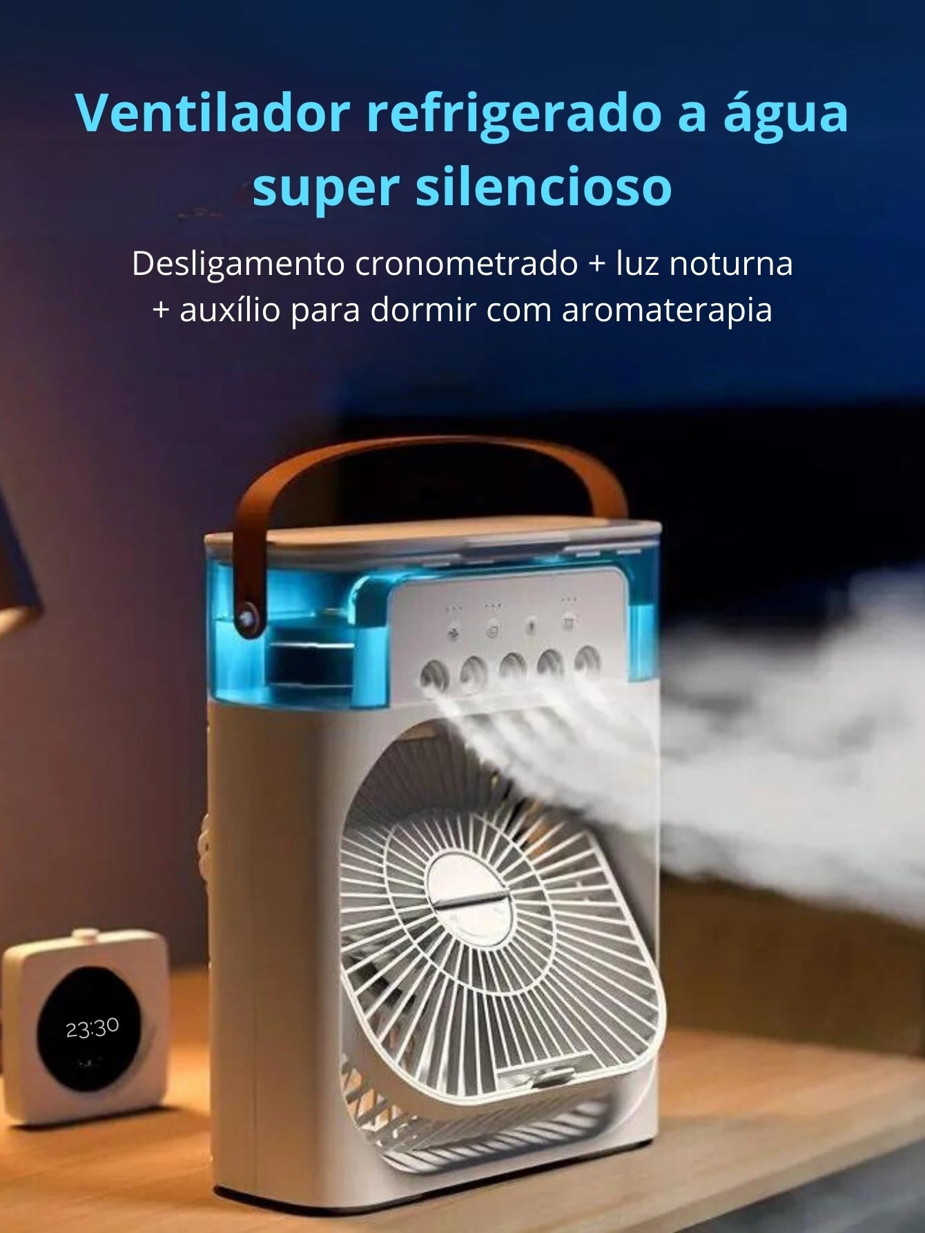 Mini Ventilador, Umidificador e Refrigerador de Ar - Mini ar condicionado portátil