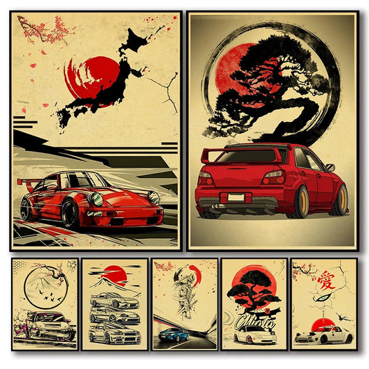 Pôster Vintage de Carros Japoneses