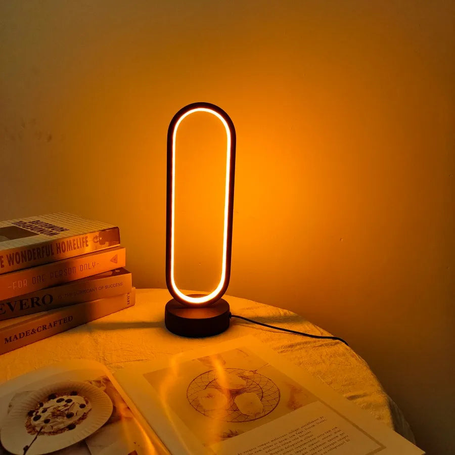 1 Lâmpada de Círculo para Quarto e Sala de Estar - Luminária de Cabeceira com Três Cores e Dimerização - Luz Noturna LED